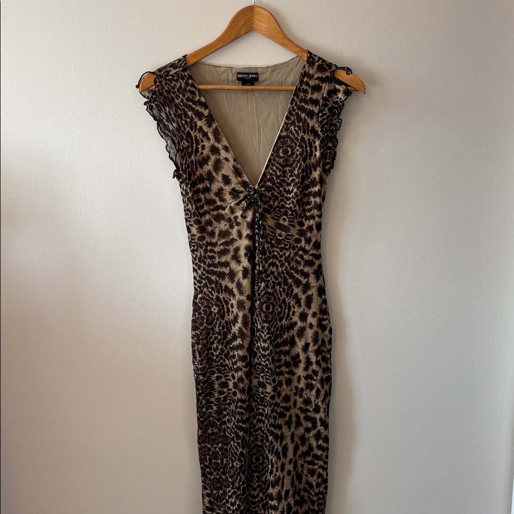 Guess Brown and Tan Patterned Dress
